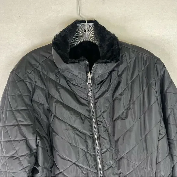 Free Country Jacket Women's Black Cloud Lite Reversible Faux Fur Winter XL Zip - Picture 4 of 12